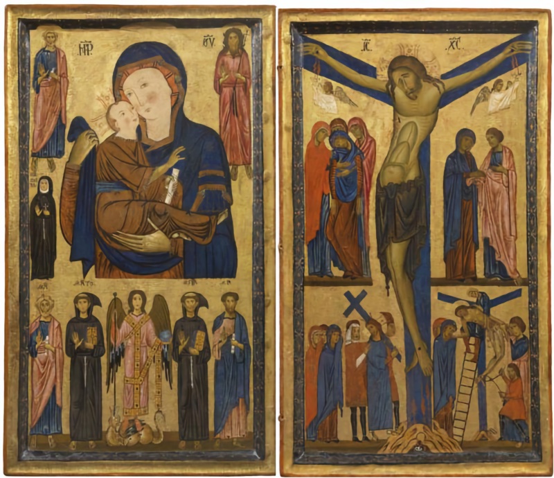 Diptych of the Crucifixion and Madonna and Child